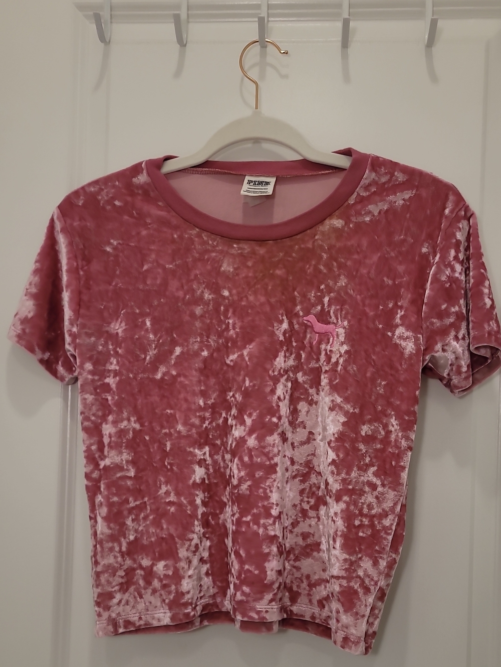 PINK Victoria's Secret Crushed Velvet Short Sleeve Tee - Dusty Rose